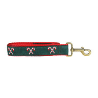 Candy Canes Ribbon Dog Leash in Green; Collar Width: 1.25 Inch; : 