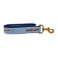 Classic Lake Boats Ribbon Dog Leash in Light Blue; Collar Width: 1.25 Inch; : 