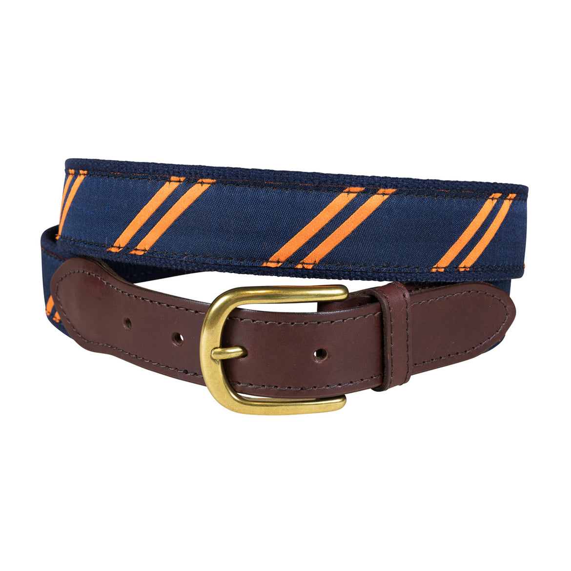 Classic Repp Stripe Club Belt in Navy / Orange