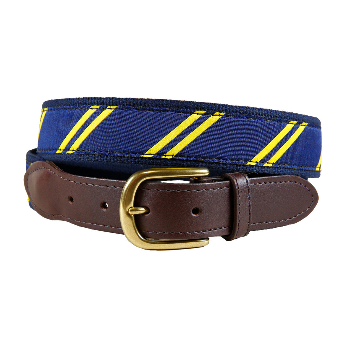 Classic Repp Stripe Club Belt in Navy / Yellow