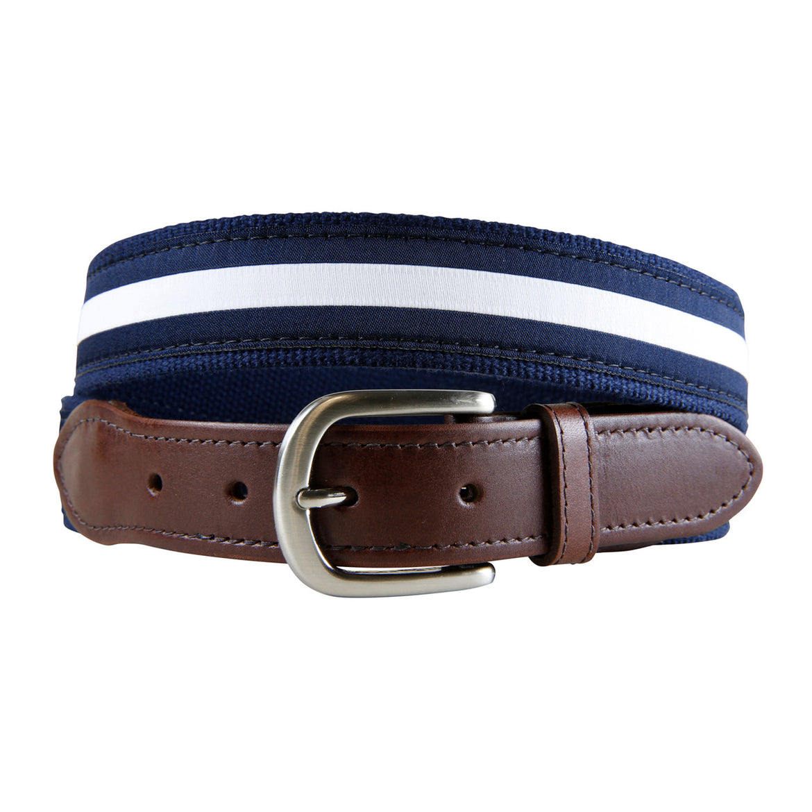 Classic Stripe Ribbon Club Belt in Navy / White