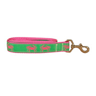 Crab Ribbon Dog Leash in Green / Pink; Collar Width: 1 Inch; : 