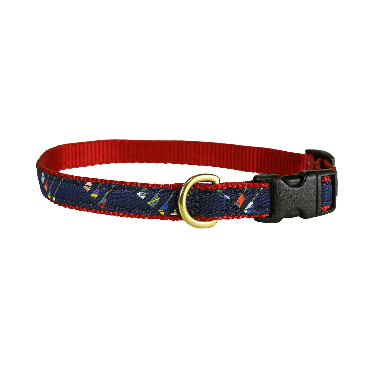 Crew Blades Ribbon Dog Collar in Navy, Collar Width: 5/8 Inch