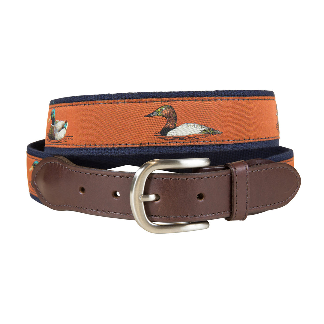 Ducks Ribbon Club Belt in Burnt Orange
