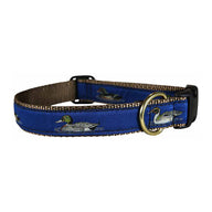 Ducks Ribbon Dog Collar in Blue, Collar Width: 1 Inch