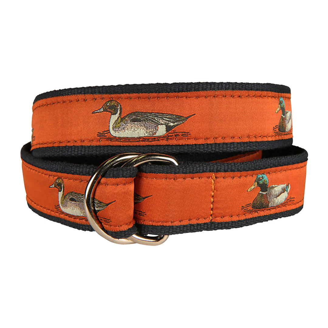 Ducks Ribbon D-Ring Belt in Burnt Orange