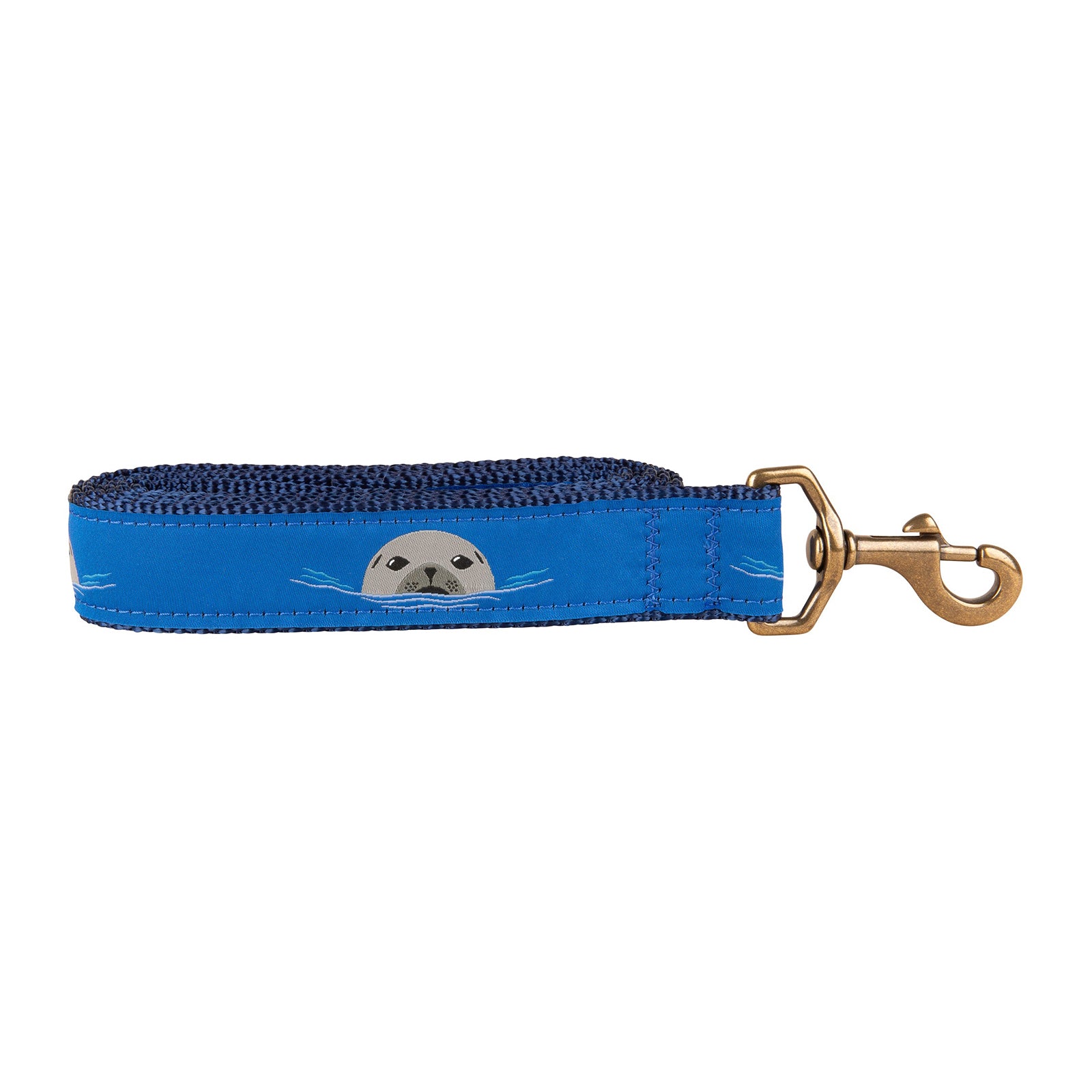 Harbor Seal Ribbon Dog Leash in Blue; Width: 1.25 Inch; : 