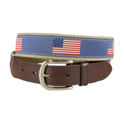 Historical American Flags Ribbon Club Belt in Blue
