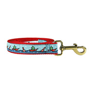 Holiday Boats Ribbon Dog Leash in Light Blue; Collar Width: 1 Inch; : 