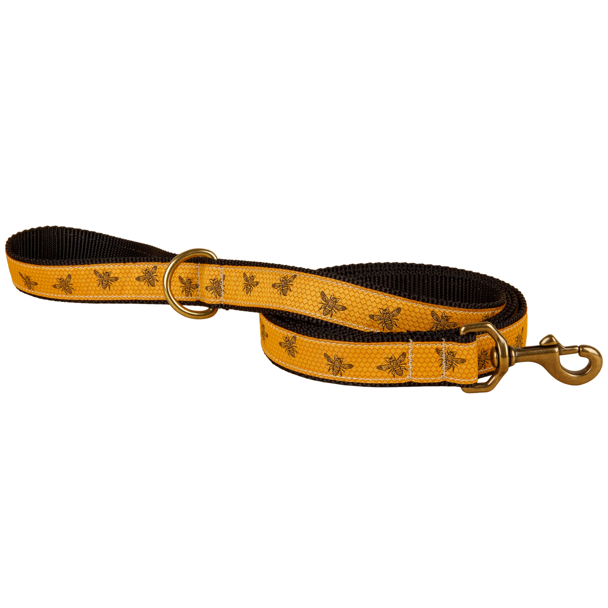 Honey Bees Ribbon Dog Leash in Yellow; Collar Width: 1 Inch; : 