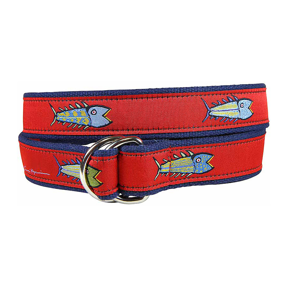 Hopkins Fish Ribbon D-Ring Belt in Red
