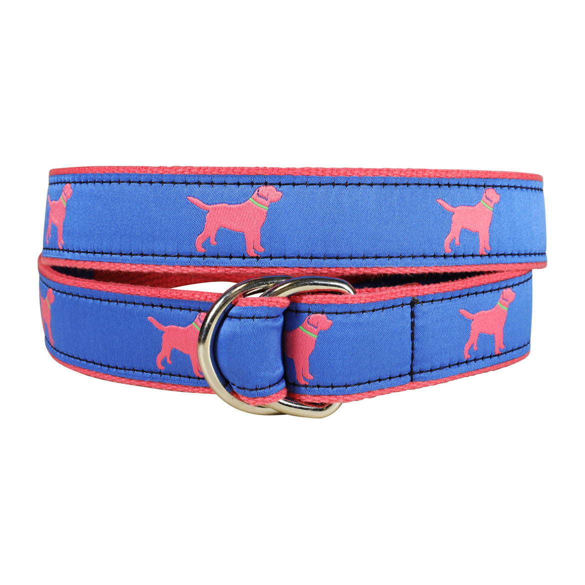 Labrador Retriever Ribbon D-Ring Belt Blue