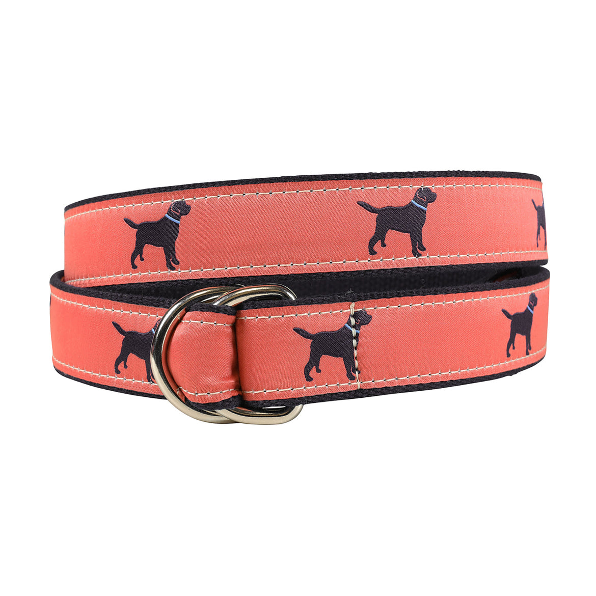Labrador Retriever Ribbon D-Ring Belt in Red
