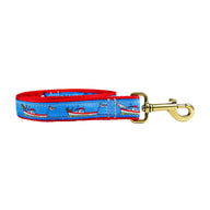 Lobster Boats Ribbon Dog Leash in Blue; Collar Width: 1 Inch; : 