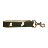 Maine Silhouette Ribbon Dog Leash in Green; Collar Width: 1.25 Inch; : 