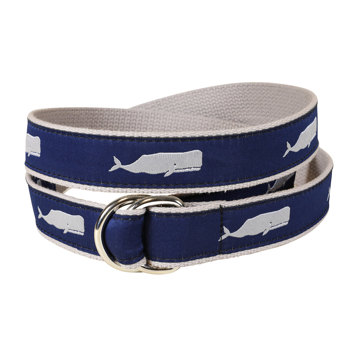 Moby Whale Ribbon D-Ring Belt in Navy