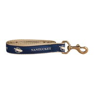 Nantucket Flag Ribbon Dog Leash in Navy; Collar Width: 1 Inch; : 