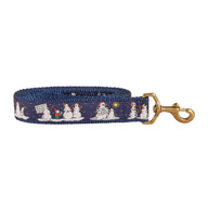 Naughty Snowmen Ribbon Dog Leash in Navy; Collar Width: 1.25 Inch; : 