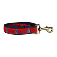 One Design Sailboats Ribbon Dog Leash in Maroon; Collar Width: 1 Inch; : 