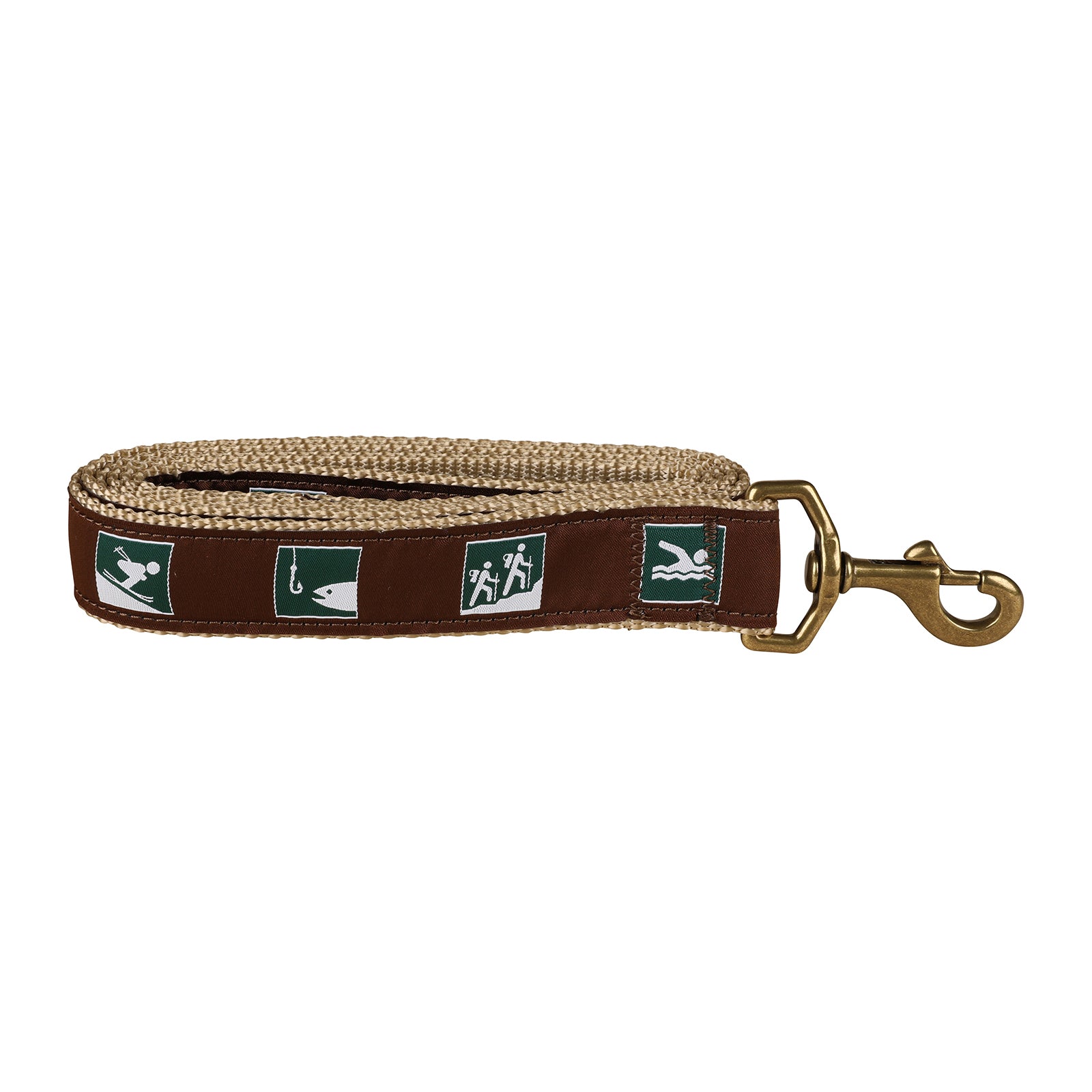 Parks & Rec Ribbon Dog Leash in Brown; Collar Width: 1.25 Inch; : 