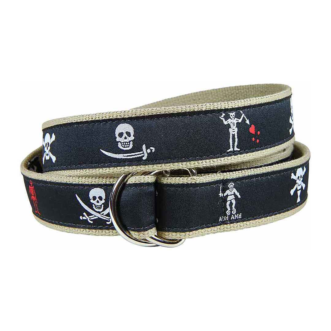 Pirate Flags D-Ring Belt in Black
