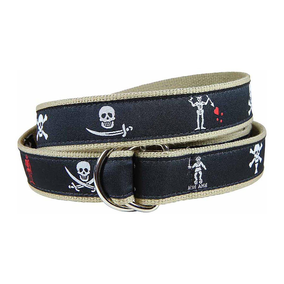 Pirate Flags D-Ring Belt in Black