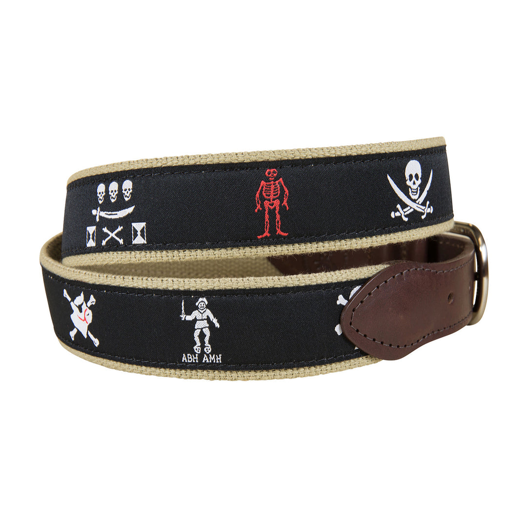 Pirate Flags Ribbon Club Belt in Black