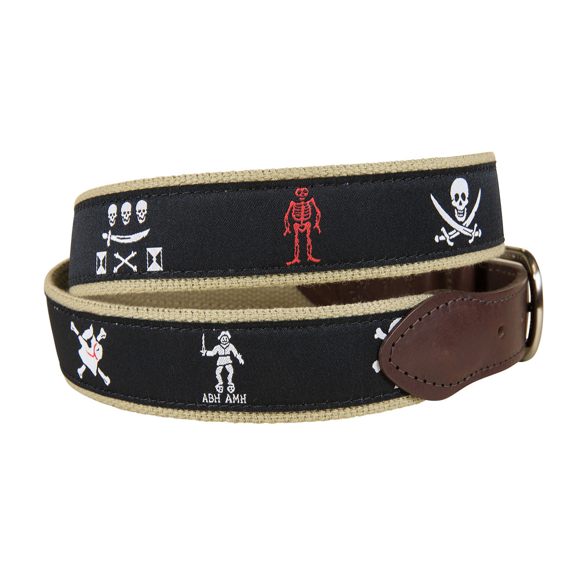 Pirate Flags Ribbon Club Belt in Black