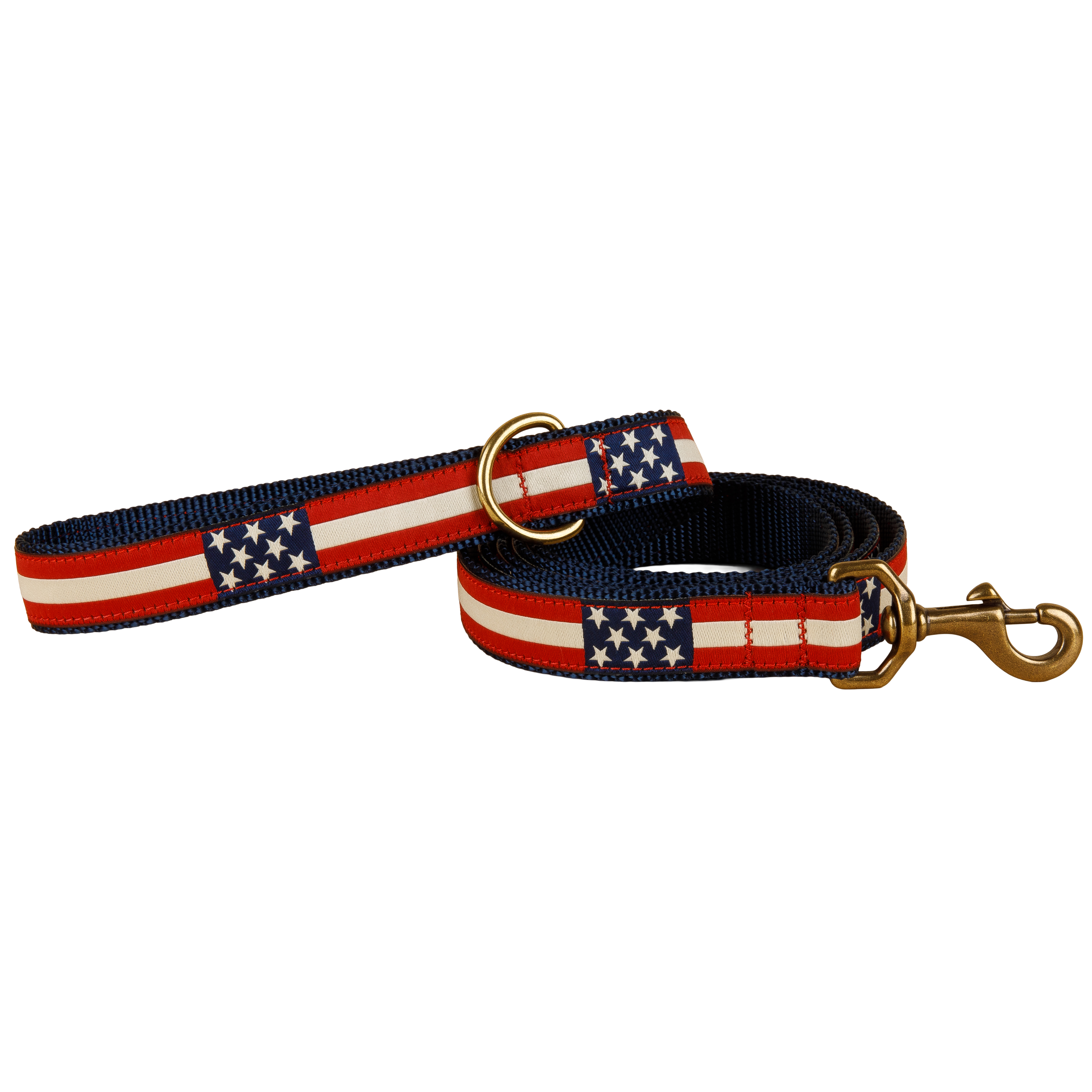 Retro Flag Ribbon Dog Leash; Red, White & Blue; Leash Width: 1 Inch;