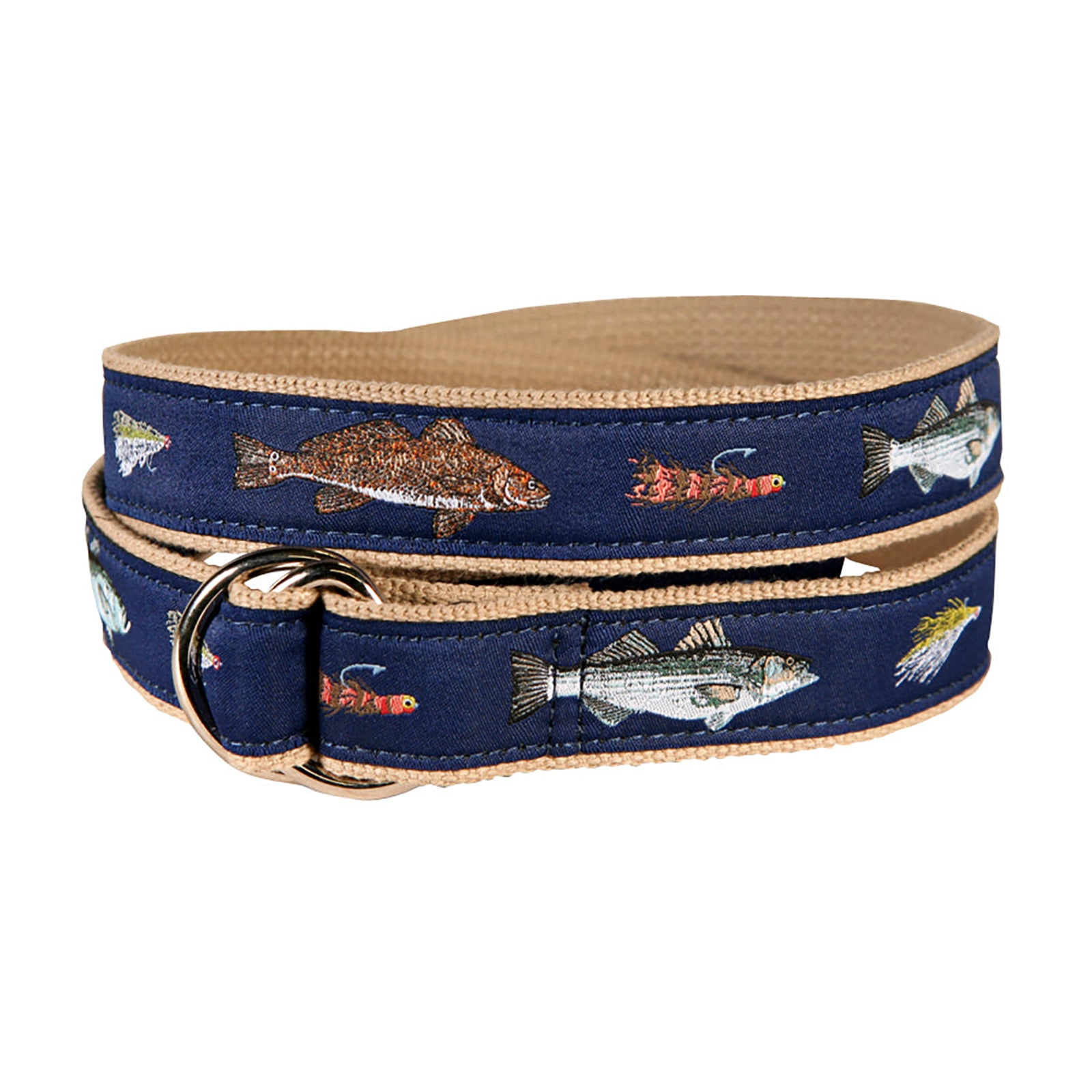 Saltwater Fish & Flies Ribbon D-Ring Belt in Blue