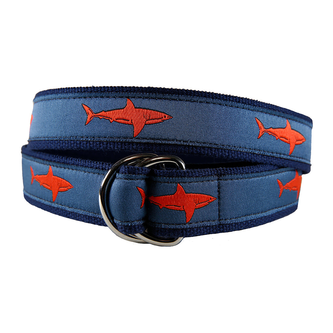 Shark Ribbon D-Ring Belt in Blue