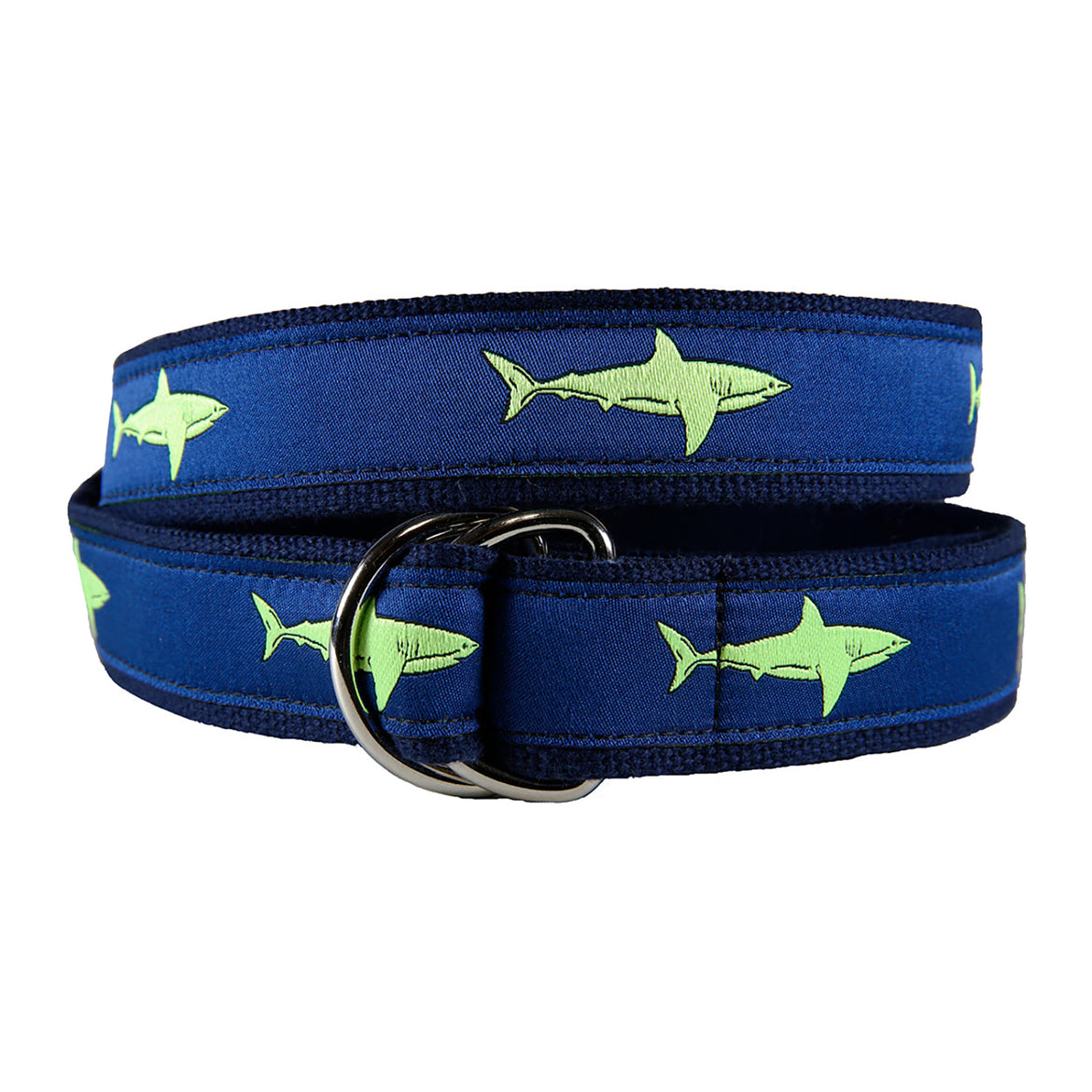 Shark Ribbon D-Ring Belt in Navy