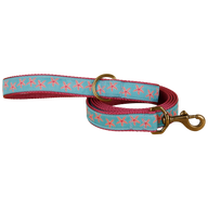 Starfish Ribbon Dog Leash in Aqua; Collar Width: 1 Inch
