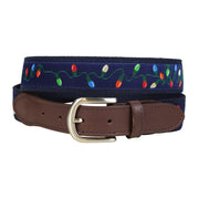 Tangled Christmas Lights Ribbon Club Belt in Navy