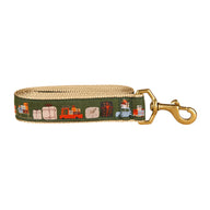 The Most Wonderful Time of the Year Ribbon Dog Leash in Dark Green; Collar Width: 1.25 Inch; : 