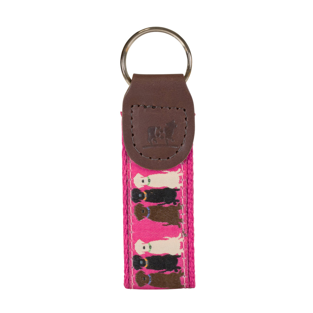 Three Labs Key Fob in Pink