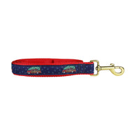 Woodie & Tree Ribbon Dog Leash in Navy; Collar Width: 1 Inch; 