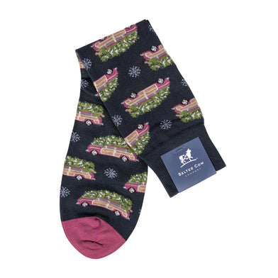Woodie & Tree Socks in Navy