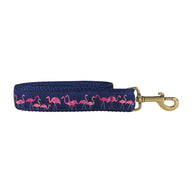 Yard Flamingos Ribbon Dog Leash in Navy; Collar Width: 1.25 Inch; : 