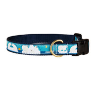 Save the Polar Bears Ribbon Dog Collar in Light Blue / White - Collar Width: 1 Inch