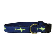 Shark Ribbon Dog Collar in Lime / Navy; Collar Width: 1 Inch