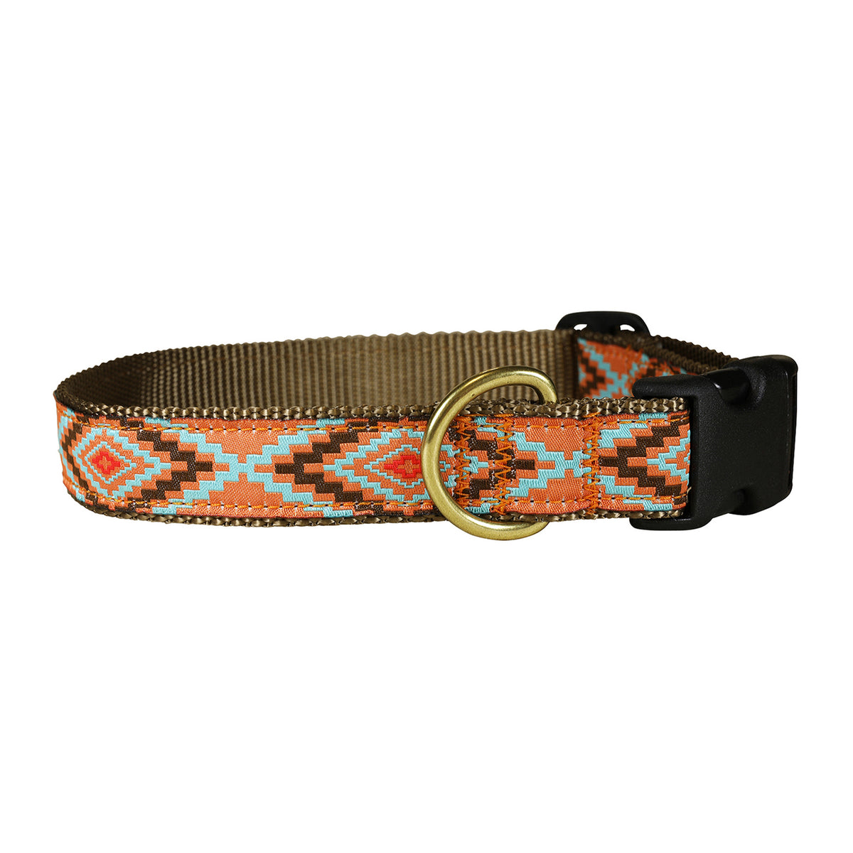 Southwest Ribbon Dog Collar in Burnt Orange - Collar Width: 1 Inch