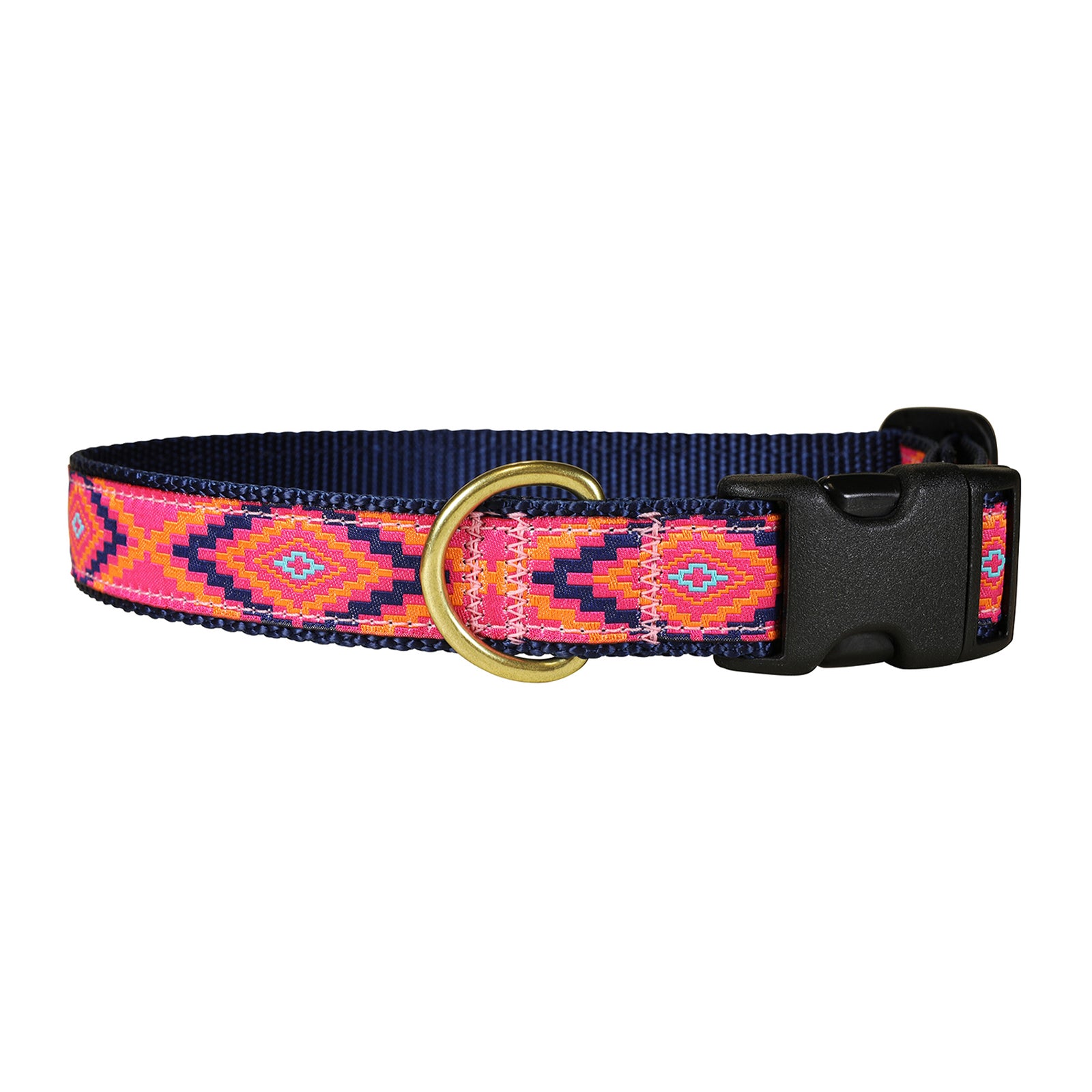 Southwest Ribbon Dog Collar in Pink - Collar Width: 1 Inch