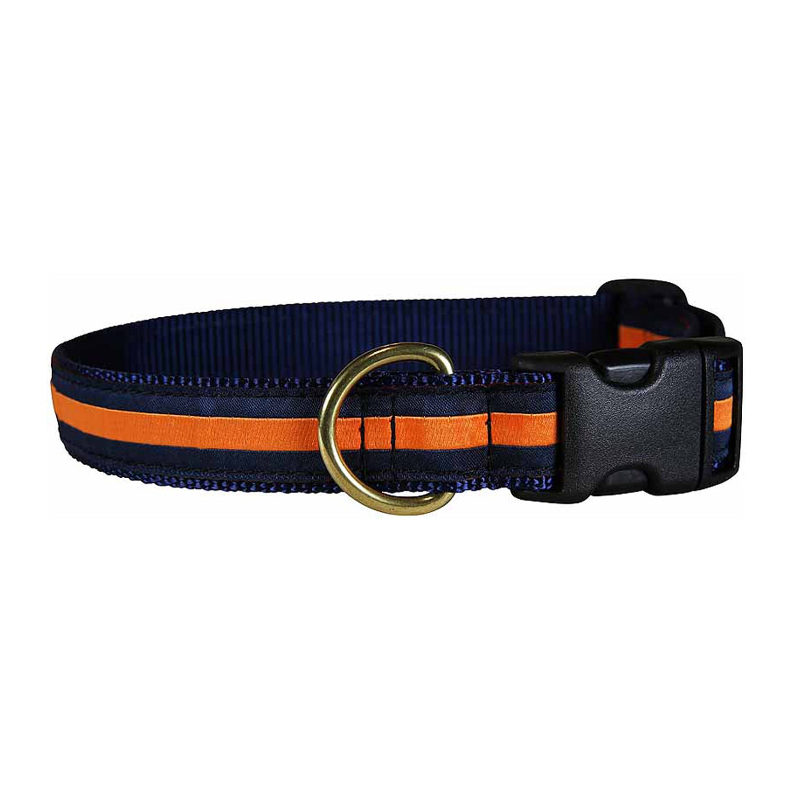 Striped Ribbon Dog Collar in Orange - Collar Width: 1 Inch