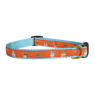 Succulents Ribbon Dog Collar in Orange - Collar Width: 5/8 Inch