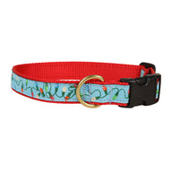 Tangled Christmas Lights Ribbon Dog Collar in Light Blue; Collar Width: 1 Inch