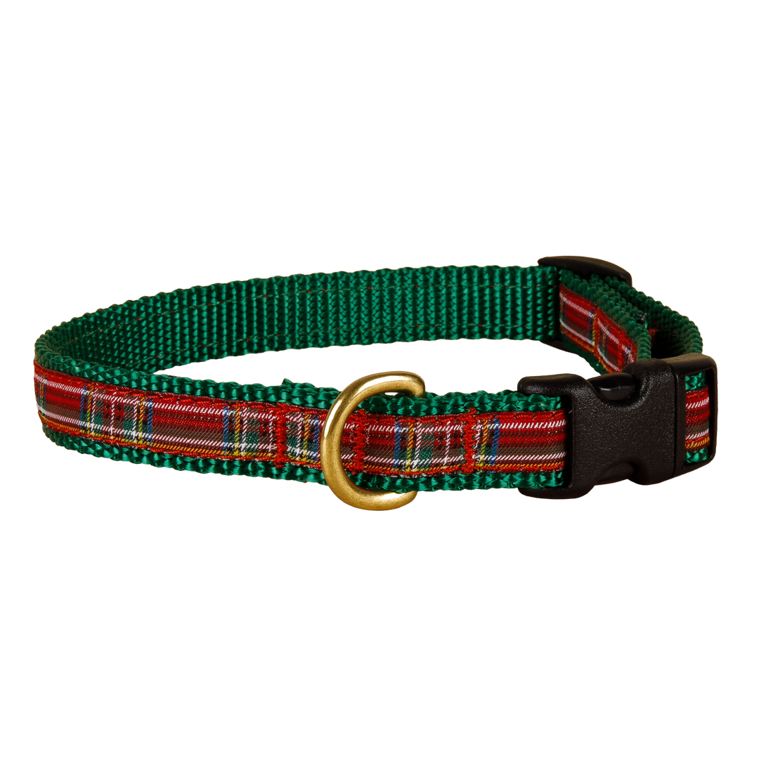 Tartan Plaid Dog Collar in Red - Collar Width:  5/8 Inch