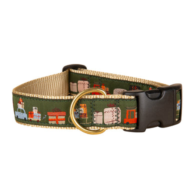 The Most Wonderful Time of the Year Ribbon Dog Collar in Dark Green - Collar Width: 1.25 Inch