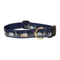 Vintage Camper Ribbon Dog Collar in Navy - Collar Width: 1 Inch