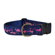Yard Flamingos Ribbon Dog Collar